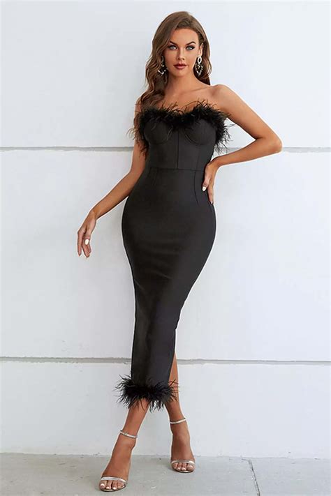 Feather Dress | Party Dress | Black Dress