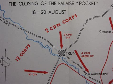 WW2 MAP ~ THE CLOSING OF THE FALAISE "POCKET" 30 CORPS TRUN CHAMBOIS ...