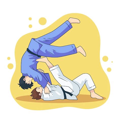 Free Vector | Jiu jitsu athletes fighting