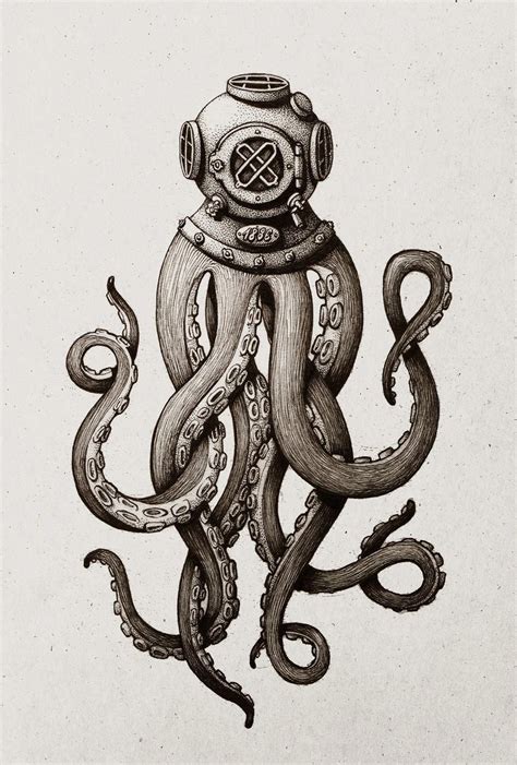 This would make a great tattoo #ArtofScubaDiving | Nature tattoos, Octopus tattoos, Hand tattoos