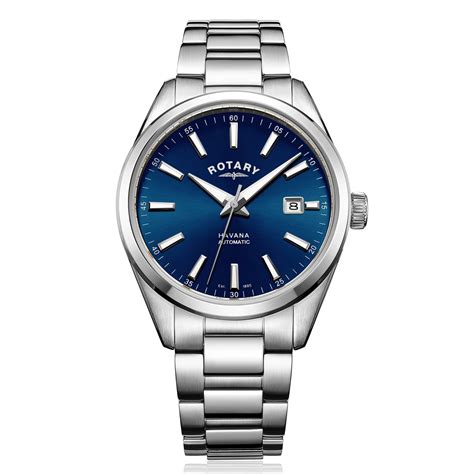 Rotary Watches Mens Steel Rotary Automatic Watch with Blue Dial ...