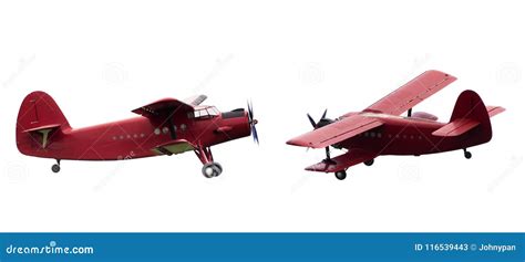 Vintage red airplane set stock image. Image of drive - 116539443