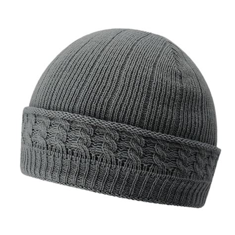 Winter Knitted Beanie Hats for Men with Velvet Inside - Coffee,Light G