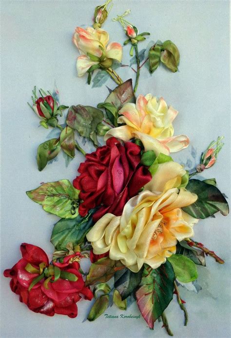 Roses, ribbon embroidery picture by TetianaKorobeinyk.deviantart.com on @DeviantArt Silk Ribbon ...