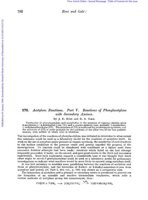 (PDF) 170. Acetylene reactions. Part V. Reactions of phenylacetylene with secondary amines ...