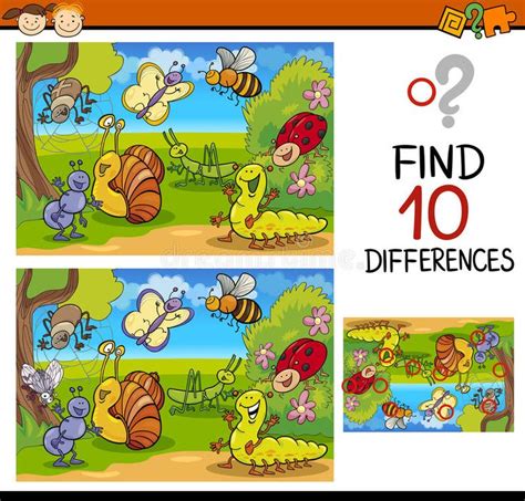 Finding differences game cartoon. Cartoon Illustration of Finding ...