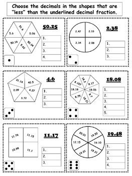 4TH Grade Fraction & Decimal Printable Games by Tammy Harold-Ferguson