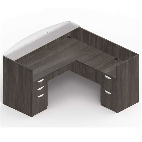 L Shape Reception Desk - Attract Corner Reception Desk Glass Top