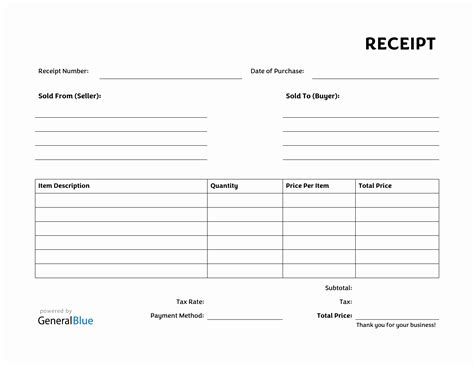 Free Receipt Template in Word (Printable)