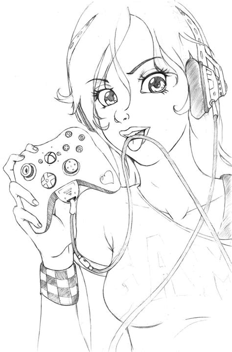 Gamer Girl Sketch by blackList90 on DeviantArt