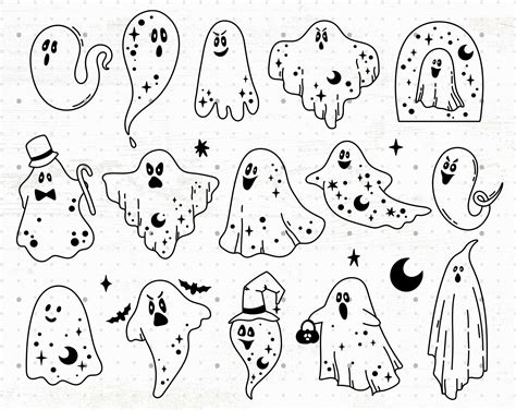 Cute Ghost Svg Bundle Ghost Svg Halloween Svg Ghost Clipart Boo Svg ...