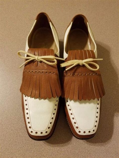 Vintage Women's Golf Shoes Stylo Matchmakers Dupont Corfam England Tan White | eBay