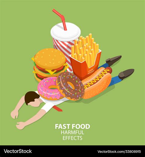 Fast food harmful effects junk food danger Vector Image