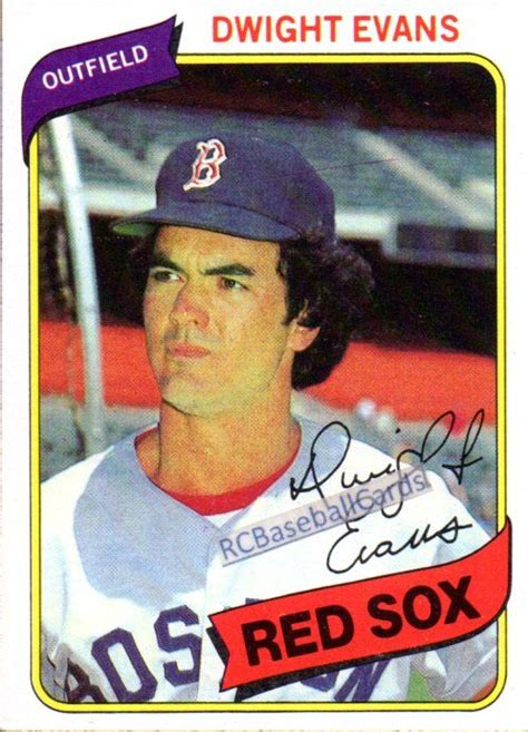 1980 Dwight Evans, Red Sox, 1 Topps #405 | Baseball star, Red sox, Baseball