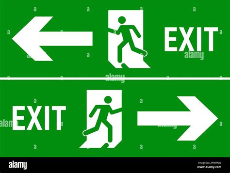 Emergency fire exit sign. Evacuation fire escape door vector sign ...