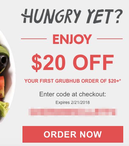 $20 Off First GrubHub Food Delivery Order of $20+ (For New Users) - The ...