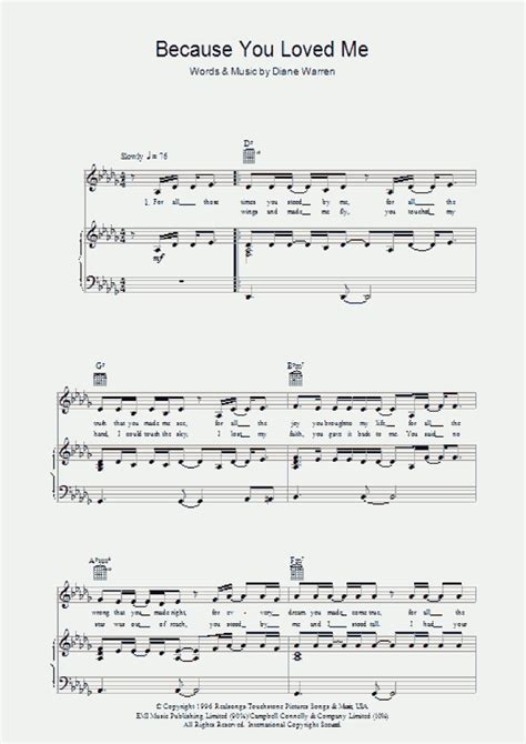 Because You Loved Me Piano Sheet Music | OnlinePianist