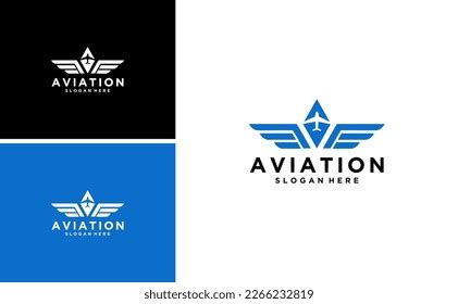 Aviation Vector Air Plane Wing Logo: vetor stock (livre de direitos) 2266232819 | Shutterstock