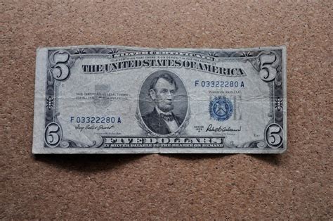 1953 Blue Seal 5 Dollar Bill / 1953 Five Dollar Silver - Etsy