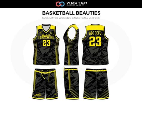 Basketball Beauties Black, Yellow, Grey Custom Basketball Uniforms, Jerseys, Shorts | Basketball ...