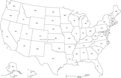 USA Map with State Abbreviations in Adobe Illustrator and PowerPoint