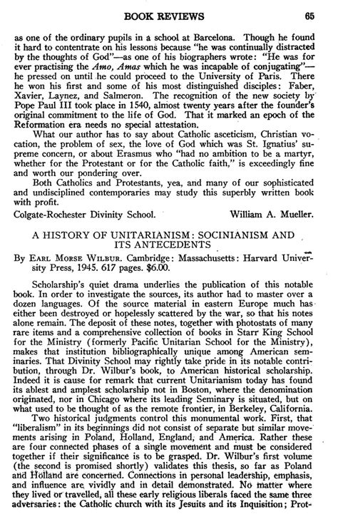 A History of Unitarianism: Socinianism and its Antecedents By Earl Morse Wilbur. Cambridge ...