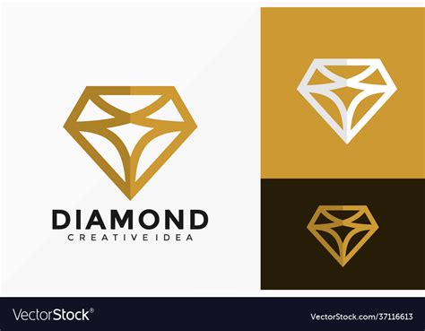 Luxury line art diamond company logo design Vector Image