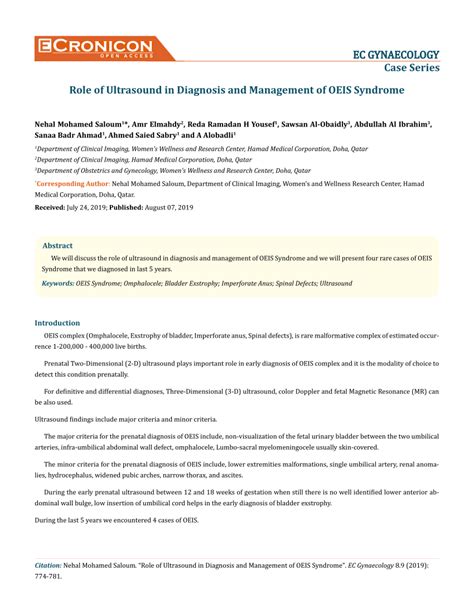 (PDF) Case Series Role of Ultrasound in Diagnosis and Management of OEIS Syndrome