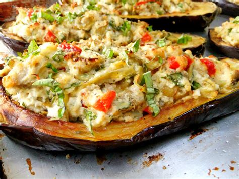 Stuffed Eggplant with Ricotta, Spinach and Artichoke - Proud Italian Cook