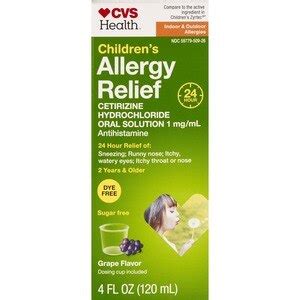 CVS Health Children's 24HR Allergy Cetirizine HCl Dye Free Oral ...