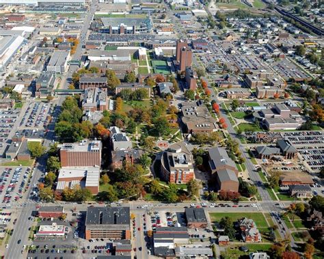 Marshall University Thundering Herd - low aerial of campus and stadium ...