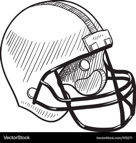 Doodle football helmet Royalty Free Vector Image