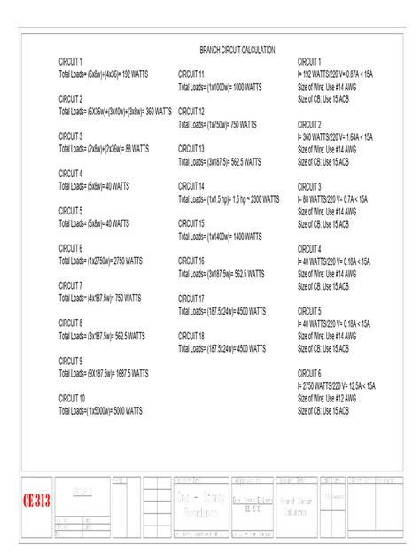 Branch Circuit Calculation | PDF