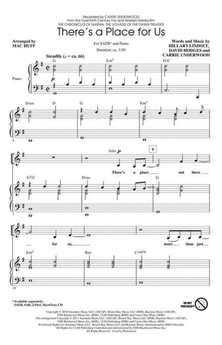 Preview There's A Place For Us (HL.8202870) - Sheet Music Plus