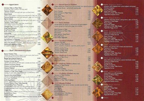 Menu at Bengal Spice restaurant, Caernarfon