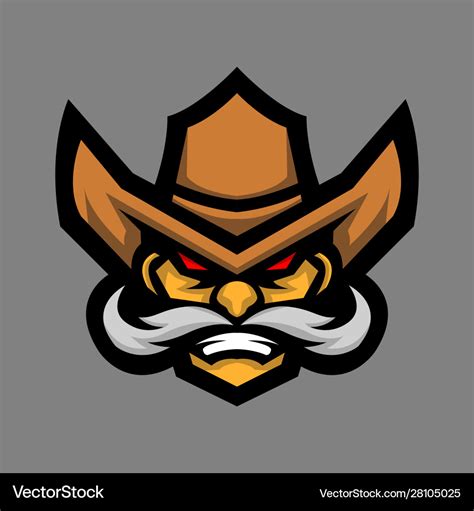 Cowboy head mascot logo Royalty Free Vector Image