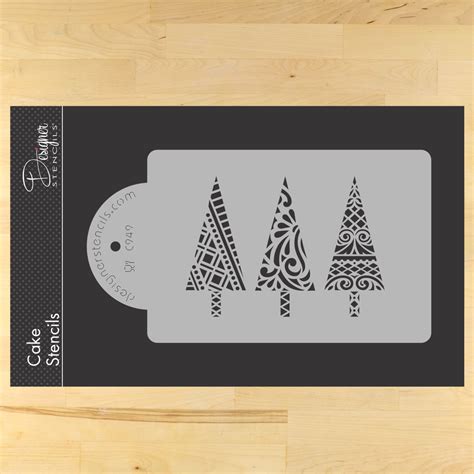 Modern Style Christmas Tree Cake Side Stencil – Confection Couture Stencils