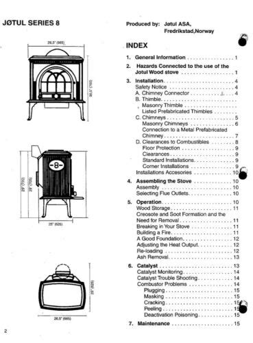 Jotul Series 8 Wood Stove Owners Manual Maintenance Instructions User Guide | eBay