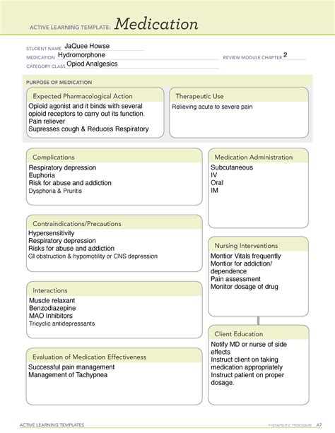 Medication Active Learning Template