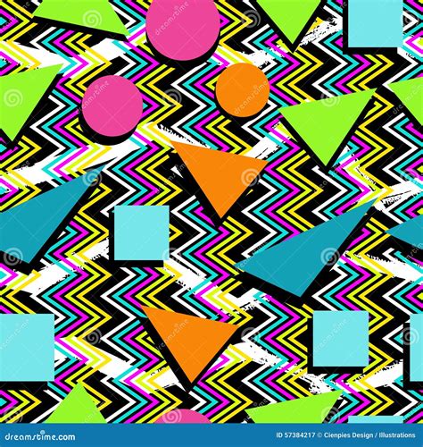 Retro 80s Seamless Pattern Background Stock Vector - Illustration of ...