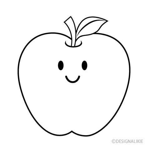 Black And White Cartoon Apple