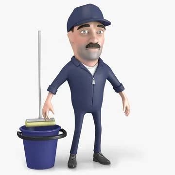 Janitor Cartoon Character ~ 3D Model #91442068 | Pond5