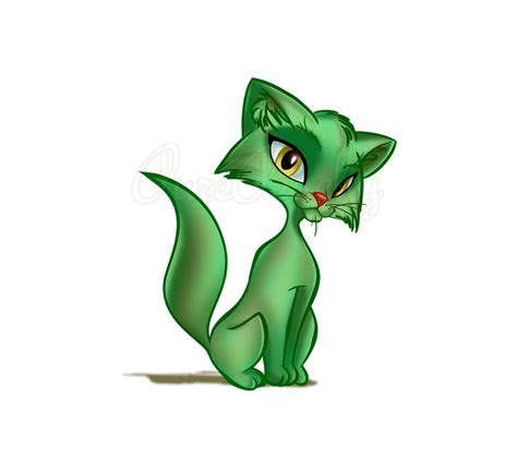 Green Cat by PurePeachy on DeviantArt