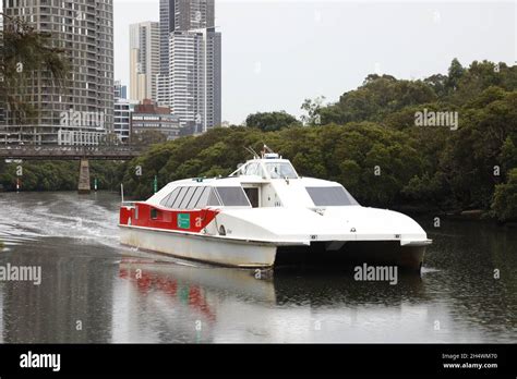 A rivercat ferry on the Parramatta River having just department ...