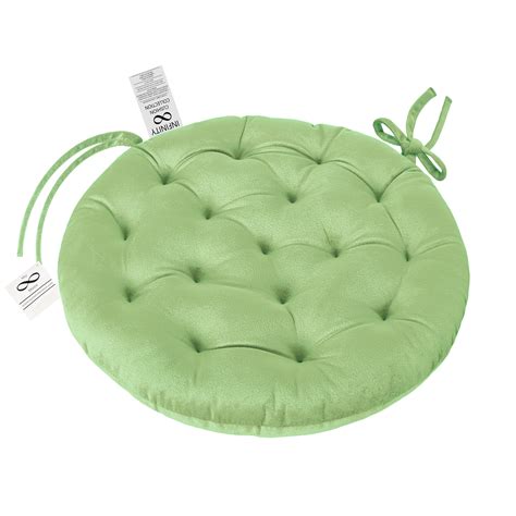 My Infinity Store 16" Plush Round Tufted Chair Pad/Cushions Tie-Backs (Sage Green,2 Piece ...
