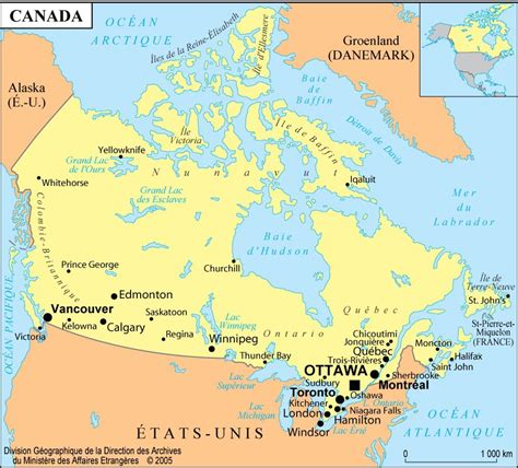 Carte du Canada avec villes » Voyage - Carte - Plan