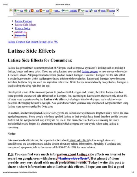 Latisse side effects | PDF