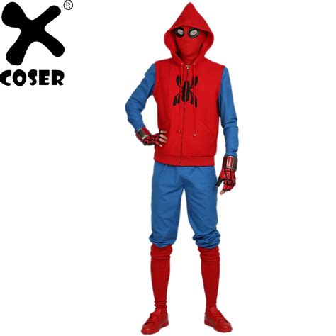 XCOSER Hot New Spider Man Homemade Suit Superhero Movie Spider Man Homecoming Cosplay Outfits ...