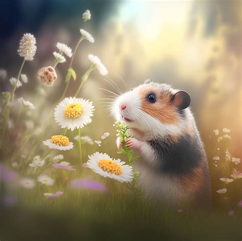 Cute hamster in meadow with daisies, Field, Young, Wild, Grass, HD ...