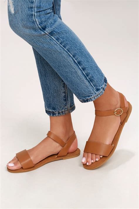 Cute Tan Sandals - Flat Sandals - Vegan Sandals - Lulus